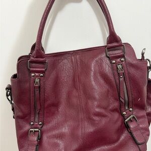 Chic Maroon Leather Shoulder Bag